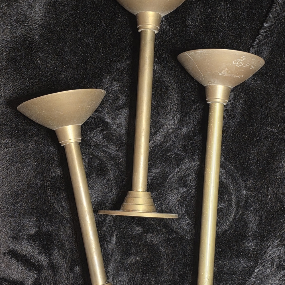 Solid Brass Candle Holders Vintage Gatco Set Of 3